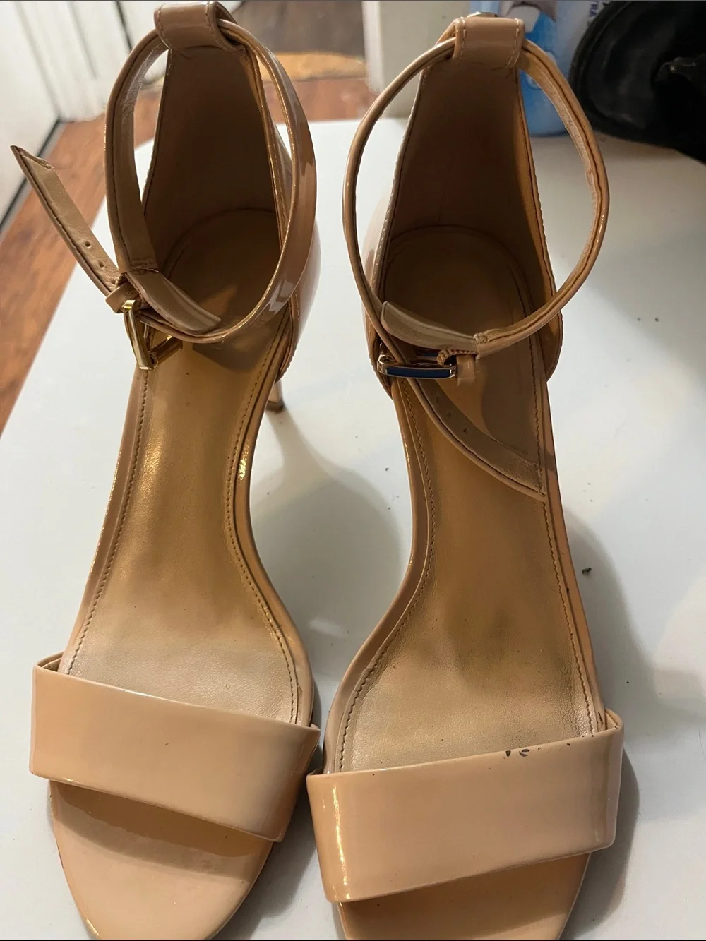 Michael Kors Nude Patent Ankle-Strap Heels - Blush Neutral
